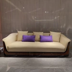 Cream & Red Leather Sofa Set with Diamond Quilted Craftsmanship, Natural Burl Wood Veneer & Gold Stainless Steel Trim